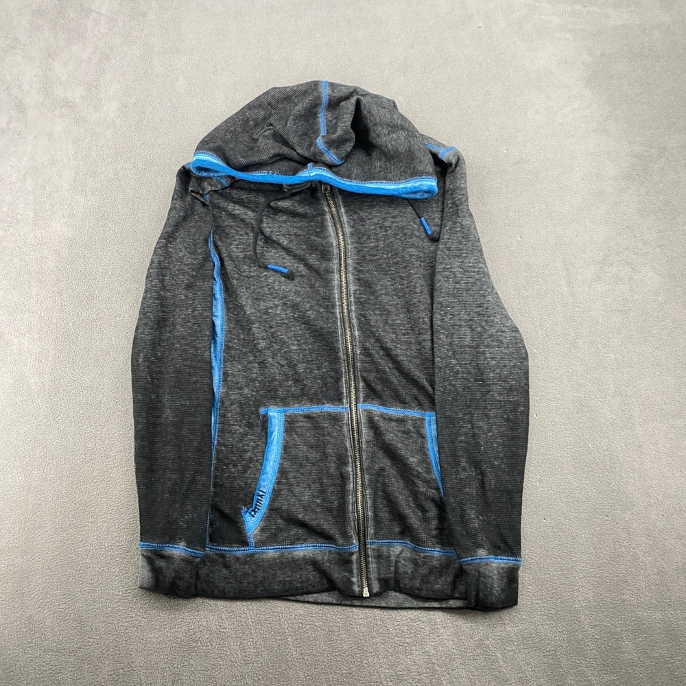 Buckle Black No 48 Mens Large Gray‎ Blue Thermal Waffle Full Zip Hoodie BB4093